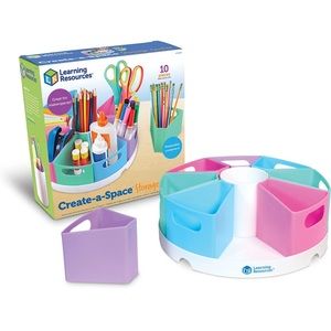 Learning Resources Create-a-Space Storage Center - Pastel Desk Art Organizer